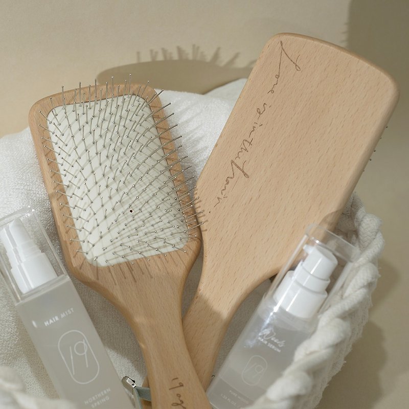 Smooth and pressure-relieving air cushion comb - wooden comb/natural beech wood - Makeup Brushes - Wood Khaki