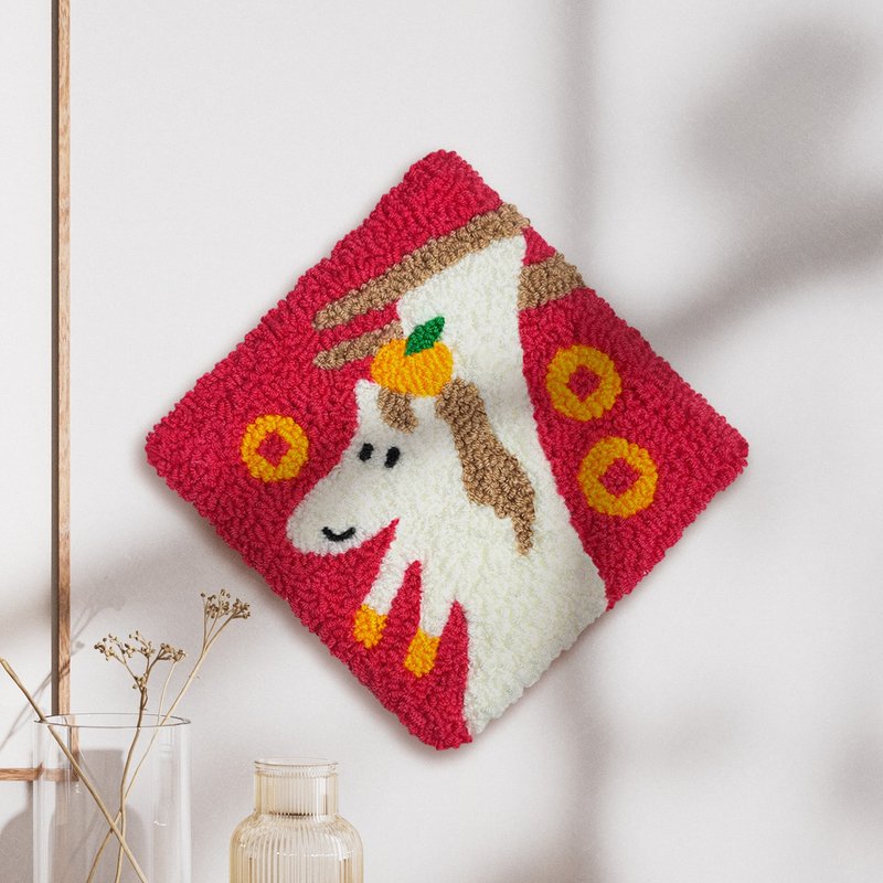 【早鳥限量】美好駕到馬年戳繡春聯【獨響炮】手作材料包新年禮盒 - 利是封/揮春 - 羊毛 多色