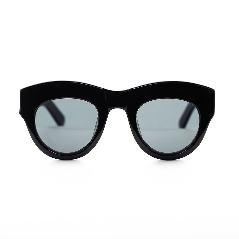 Oval classic acetate sunglasses∣UV400 sunglasses-black - แว่นกันแดด - วัสดุอื่นๆ สีดำ