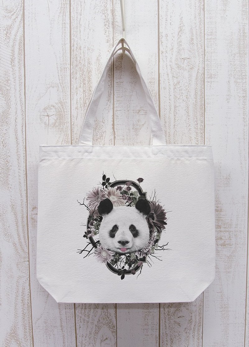 ronronPANDA Flower Frame Outing Tote Natural / R025-BT-NA - Other - Cotton & Hemp White
