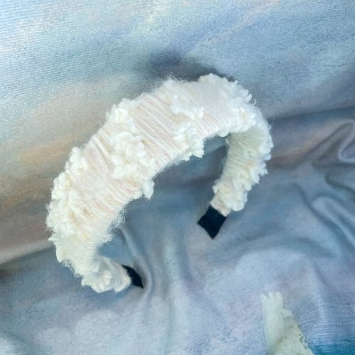 CASH.B選件好飾蝸牛手作 手工塑形減壓髮箍-白雪