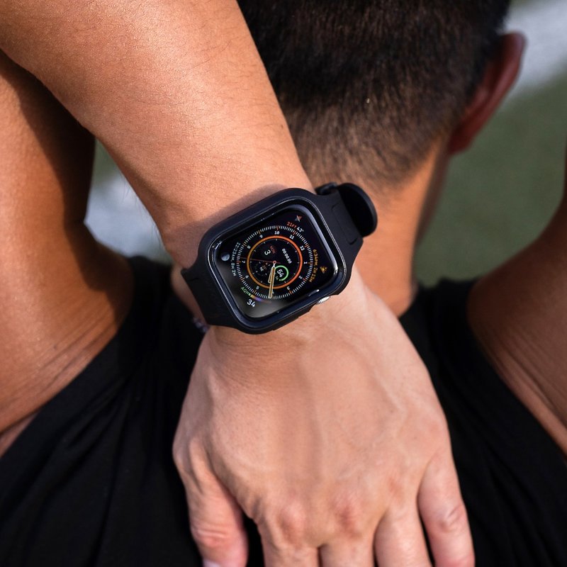 ESSENTIALS|Apple Watch防撞軟膠保護殼連錶帶45/44mm-黑色 - 對錶/情侶錶 - 塑膠 黑色