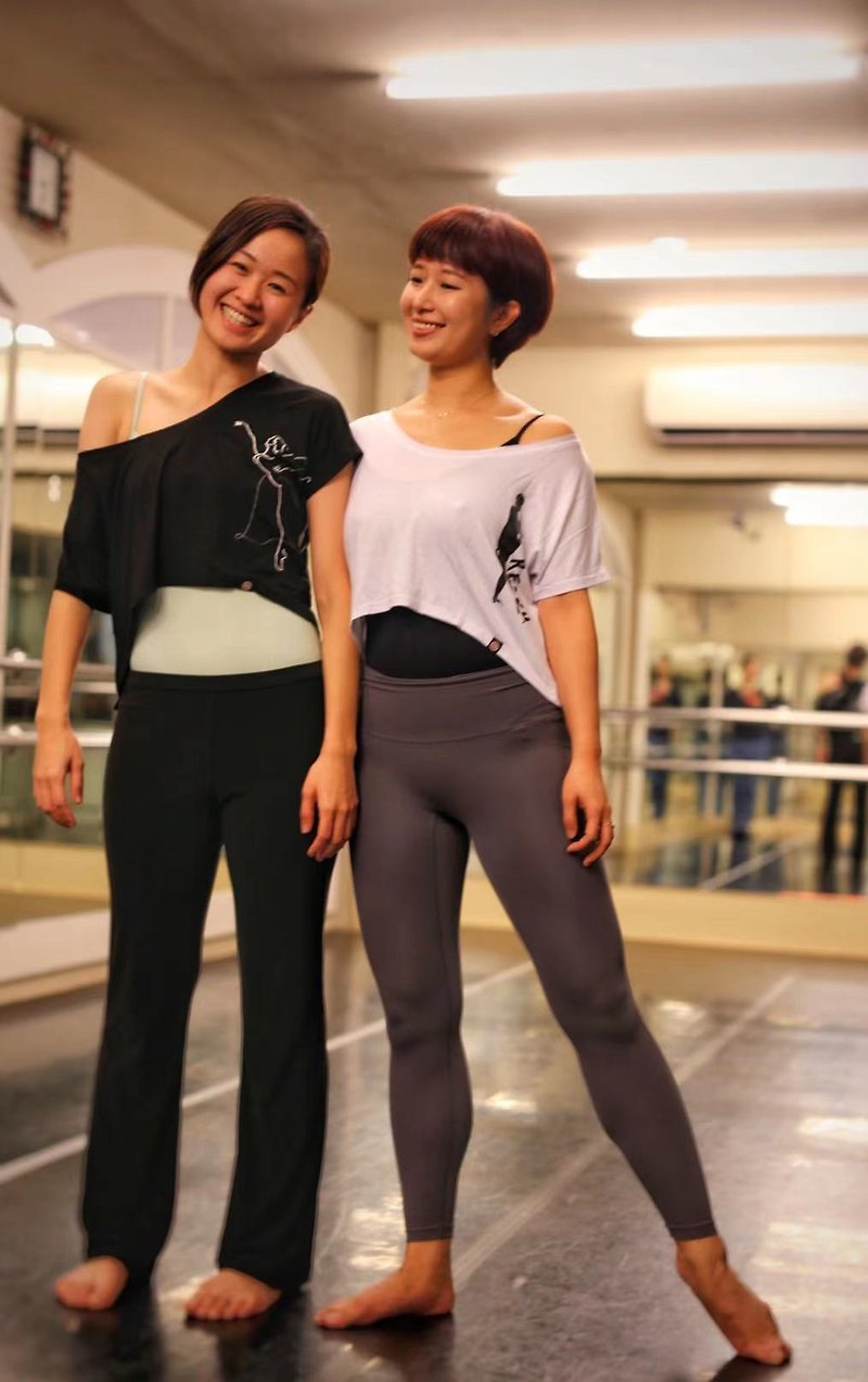 【芭蕾舞者系列】垂墜風 寬領短袖芭蕾舞蹈T恤上衣 - 女裝 上衣 - 棉．麻 多色