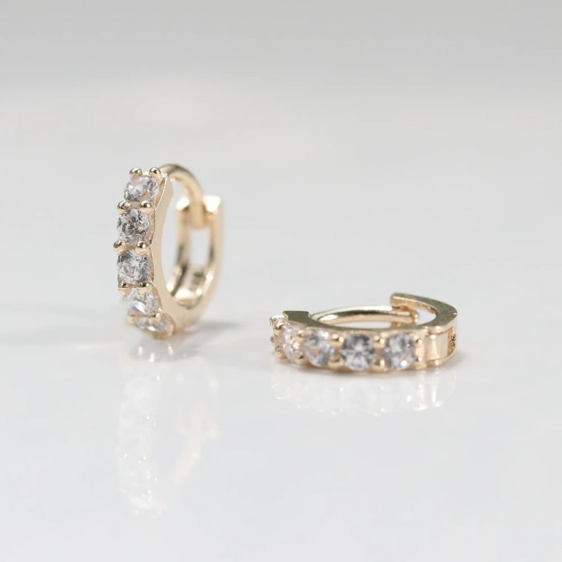 14K Row Drill Small Earrings (Inner Diameter 4 mm) (Single) - ต่างหู - เครื่องประดับ สีทอง