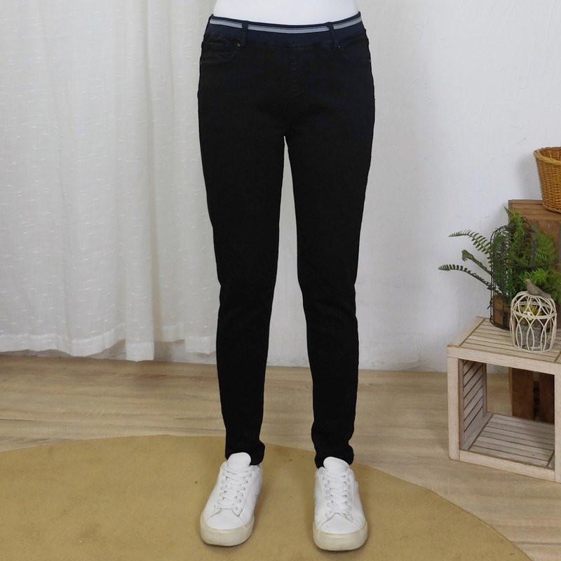 Hana Mokuba elasticated waist stretch fit trousers - กางเกงขายาว - ผ้าฝ้าย/ผ้าลินิน 