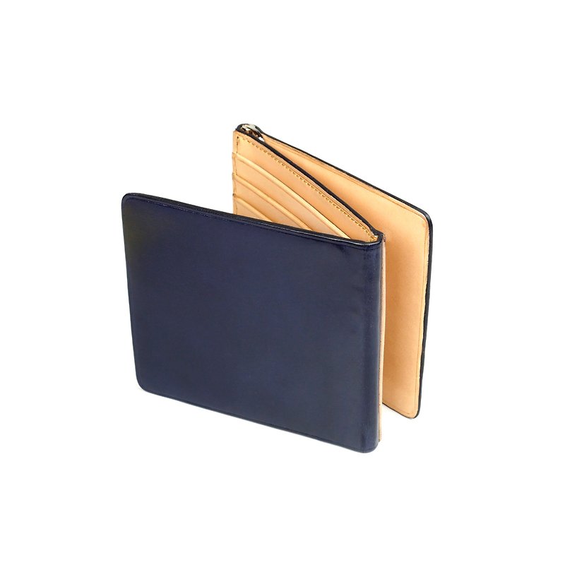 Tri-money clip /Indigo BLUE - Wallets - Genuine Leather Blue