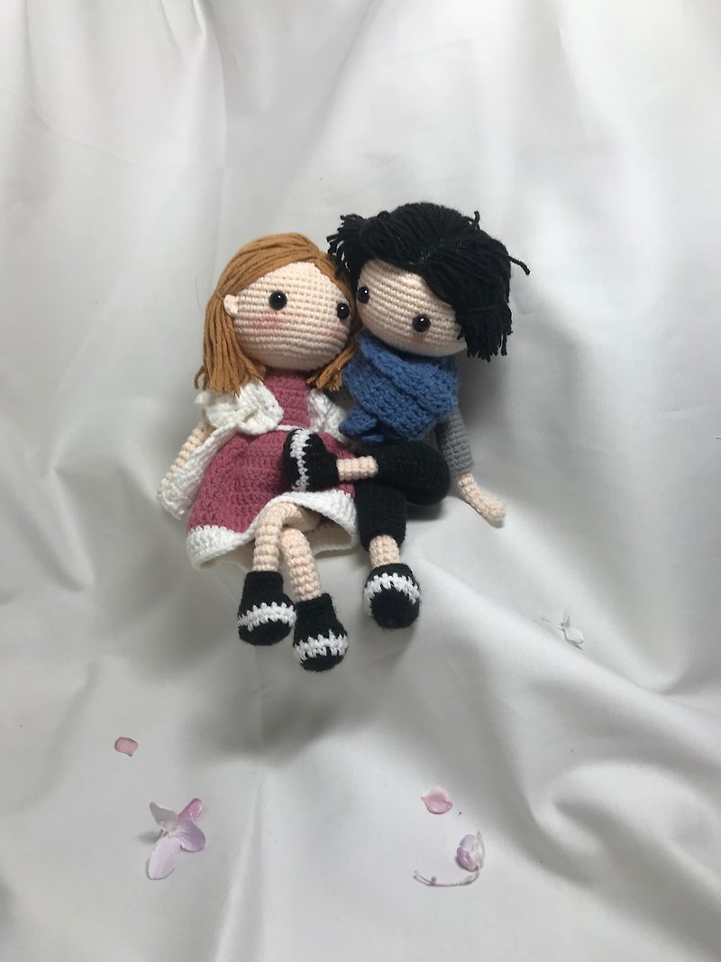 Hand Knitted Crochet Couple Doll - Stuffed Dolls & Figurines - Cotton & Hemp Multicolor