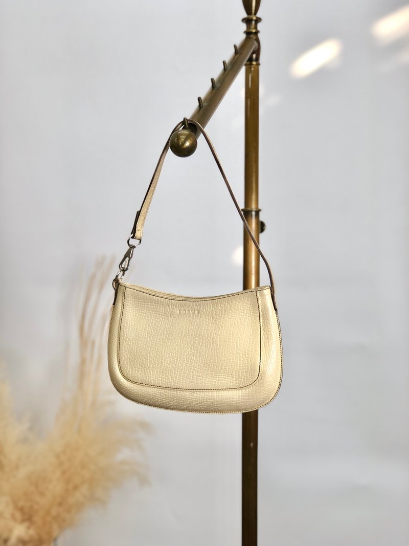 [Direct from Japan, branded used bag] LOEWE handbag, ivory, logo, leather, mini bag, vintage, old, 8nnpkn - Handbags & Totes - Genuine Leather White