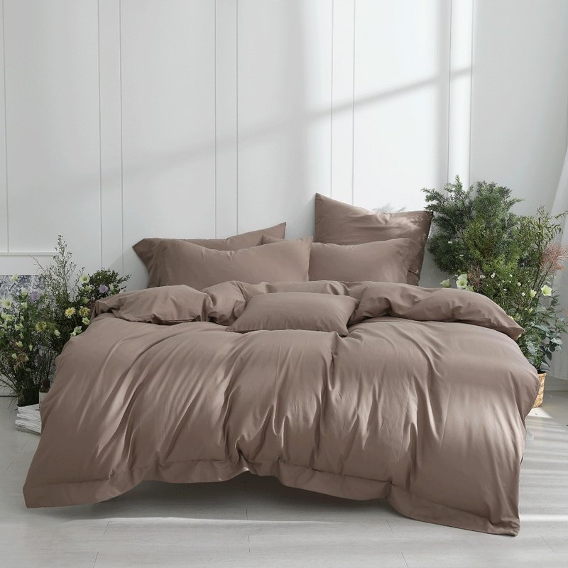 Good Relationship HAOKUANXI | Latte Terrace - Soft Long Fiber Cotton Bed Cover, Quilt Cover, Pillow Case Set - เครื่องนอน - วัสดุอีโค สีนำ้ตาล