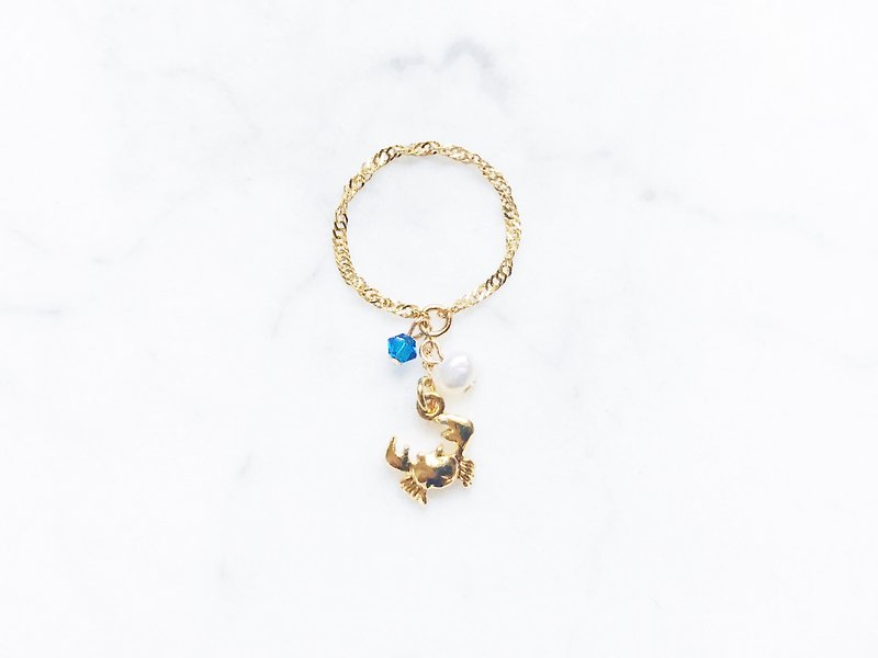 ::Côte d'Azur:: Swim the sea small crab pendant chain ring - General Rings - Other Metals 