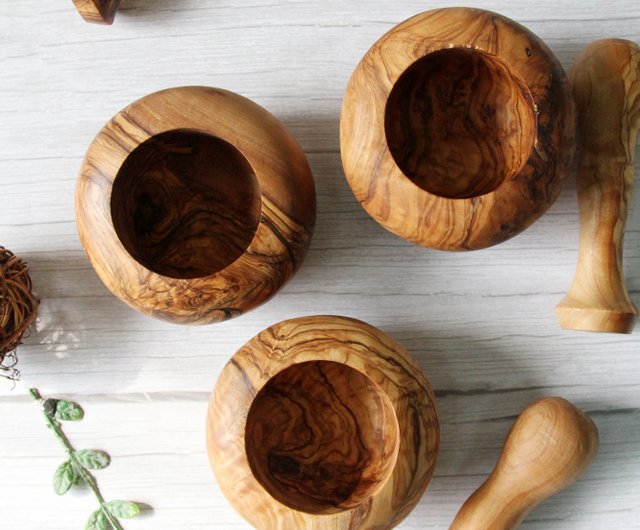 Mortar and Pestle Olive Wood for Cooking Mortar for Grinding 