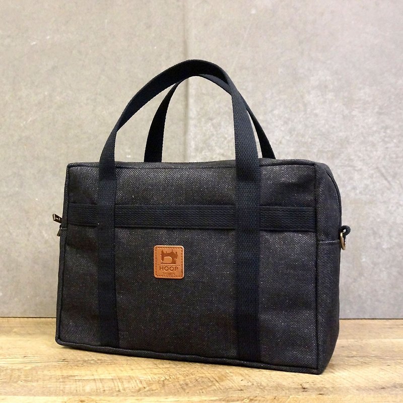Leisure Canvas Briefcase | Carbon Black - Briefcases & Doctor Bags - Cotton & Hemp Black