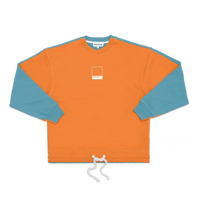 FunMix Collection Relaxed Fit Sweatshirt - Eco-dye Premium Cotton (Orange/Blue) - เสื้อฮู้ด - ผ้าฝ้าย/ผ้าลินิน หลากหลายสี