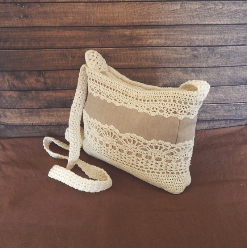 White cotton lace bag cottagecore aesthetic - 手袋/手提袋 - 棉．麻 白色