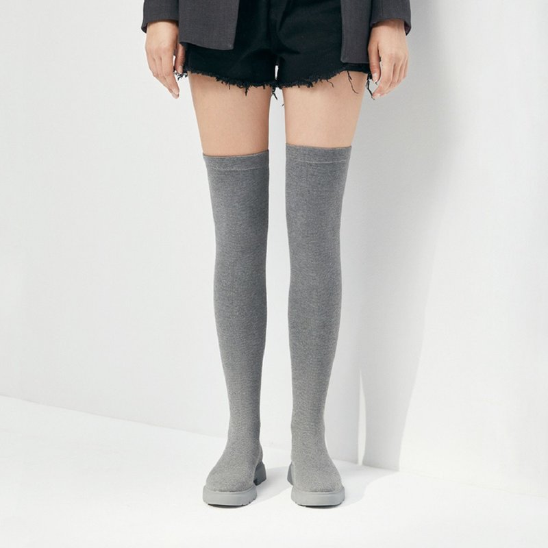 4.5 cm thick-soled wool over the knee boots series | Grey 5804 - Women's Boots - Wool Gray