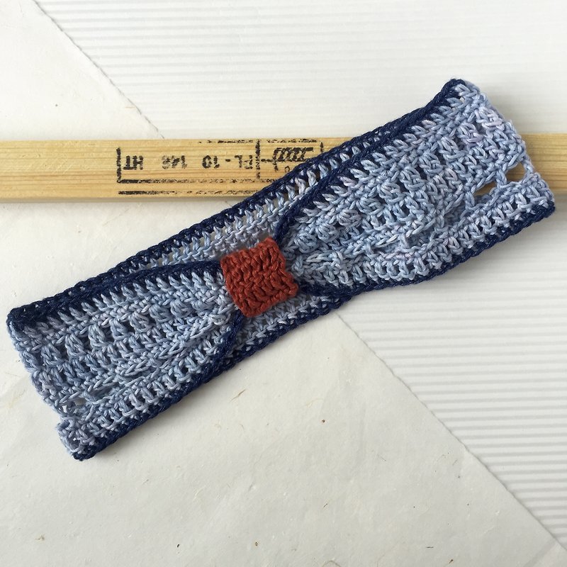 手作りの天然染色ライン| | 100％フルコットン手編みでFA - ヘアアクセサリー - コットン・麻 ブルー