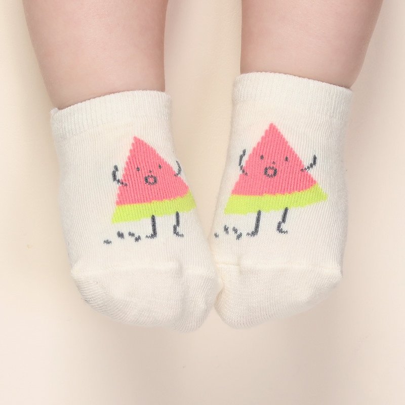 Happy Prince Korean-made dancing fruit children's socks - Baby Socks - Cotton & Hemp White