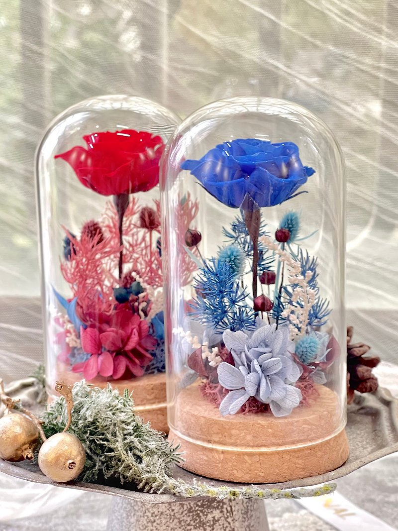 Rosemary Little Garden Glass Cover-Jazz and Dancer Preserved Flowers/Valentine's Day/Birthday/Graduation - ช่อดอกไม้แห้ง - พืช/ดอกไม้ หลากหลายสี