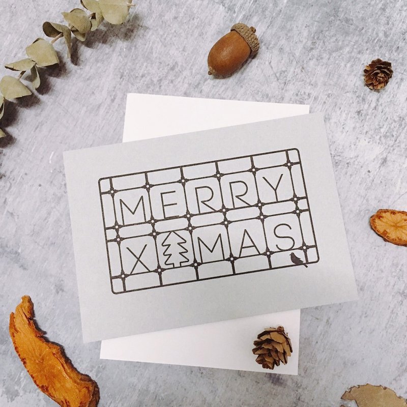 Iron Stained Window Postcard | Merry Christmas - การ์ด/โปสการ์ด - กระดาษ 