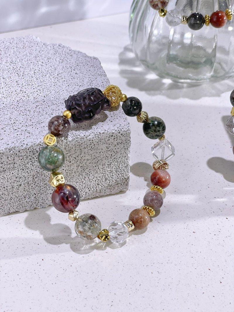 Faith Dragon Turtle Bingyao|Four Seasons Ghost|Red Gum Flower|Green Ghost|White Crystal|Crystal Bracelet A2408-2 - Bracelets - Crystal Multicolor