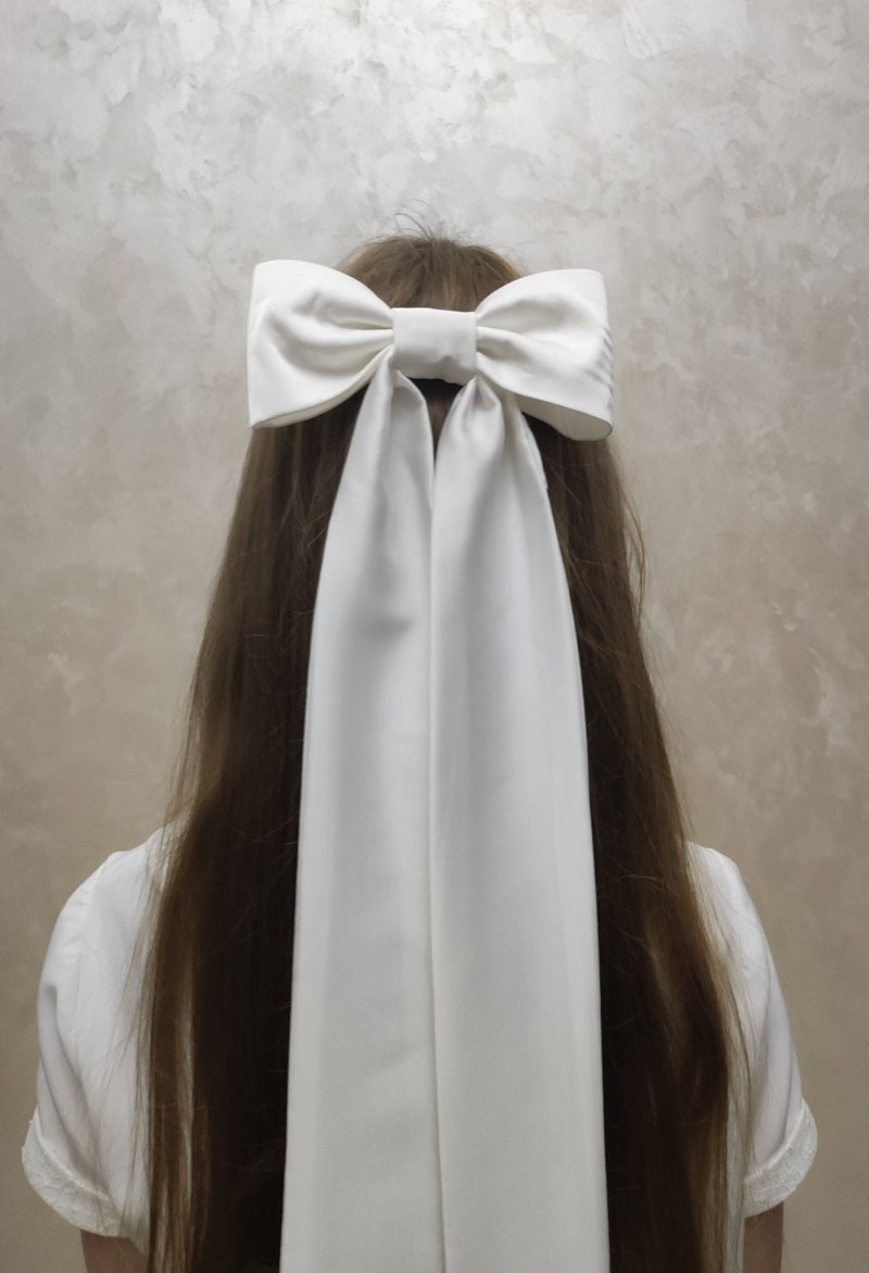 Satin milk bow clip, hair accessory. - Ties & Tie Clips - Other Materials Multicolor