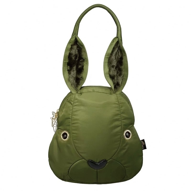 Morn Creations Genuine Rabbit Sidepack (M) Green - กระเป๋าแมสเซนเจอร์ - วัสดุอื่นๆ สีเขียว