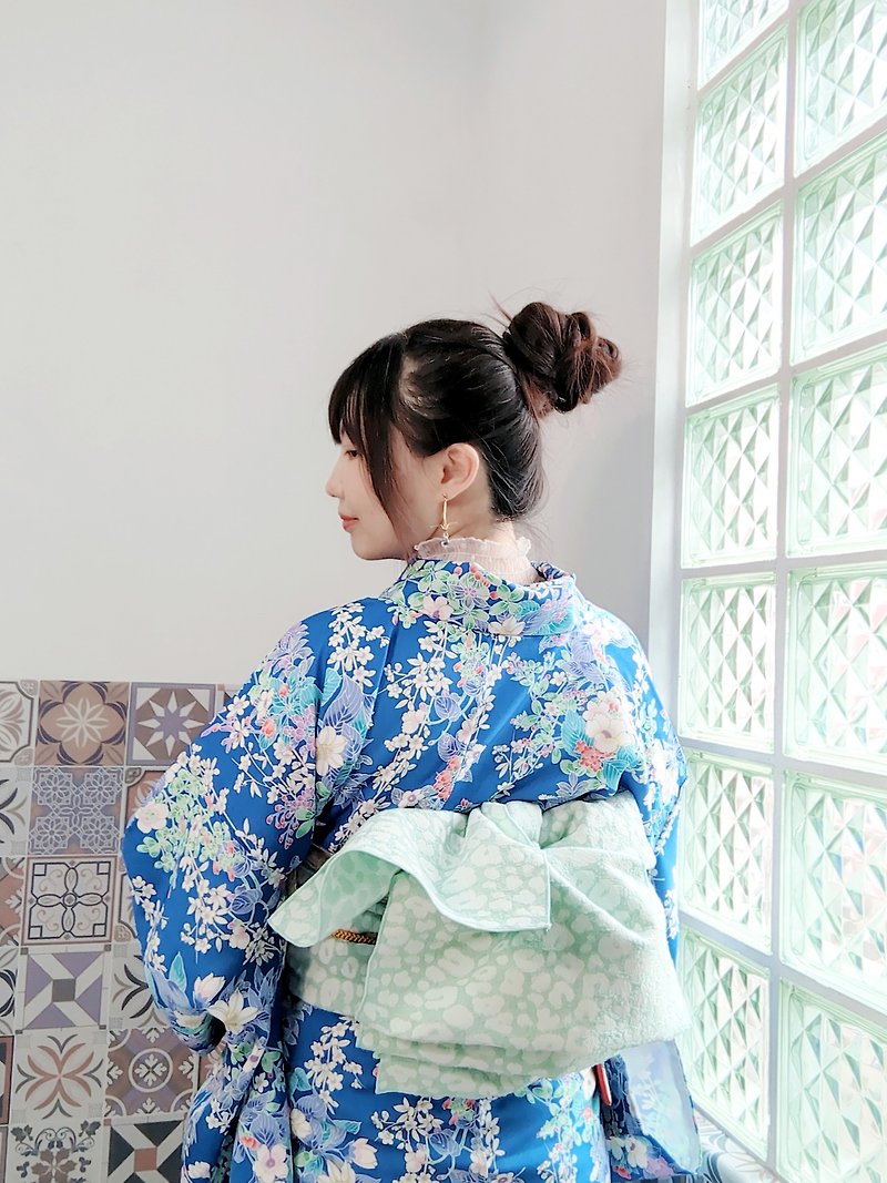 Youiki. Japanese and Western kimono obi. Your Majesty's Soldier Band. Leopard milk green - อื่นๆ - ผ้าฝ้าย/ผ้าลินิน 