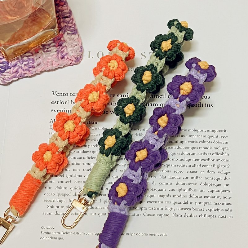 Cute color flower mobile phone lanyard woven wrist strap camera strap - Lanyards & Straps - Cotton & Hemp 