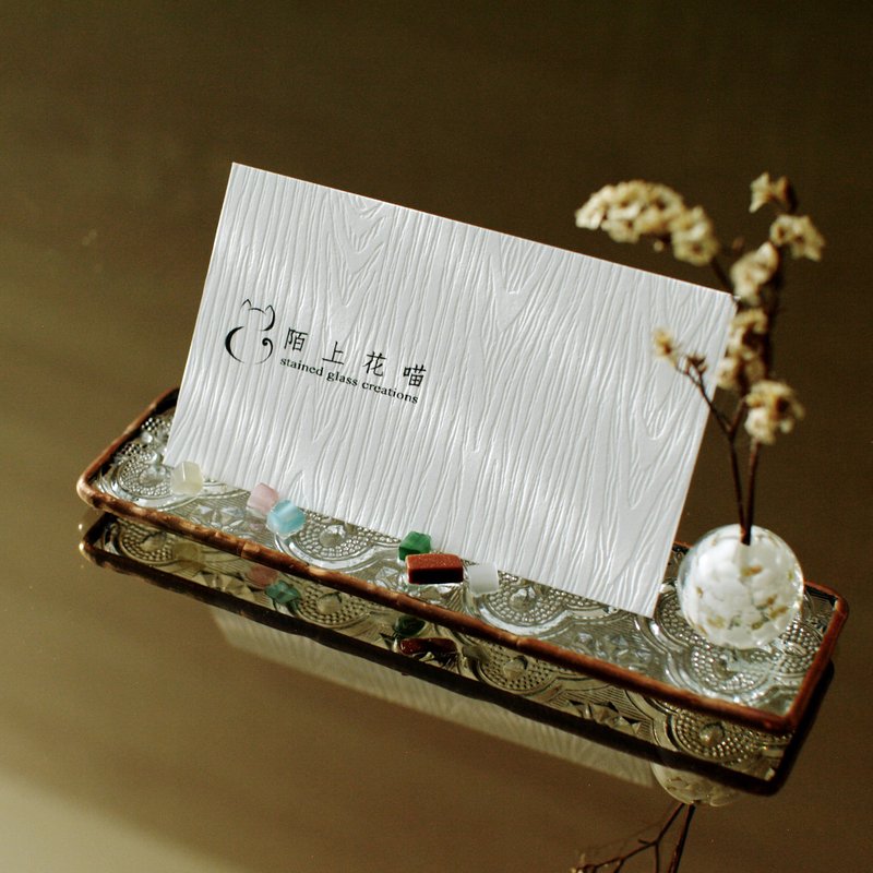 Glass business card holder white glass ball - Card Stands - Other Materials Multicolor