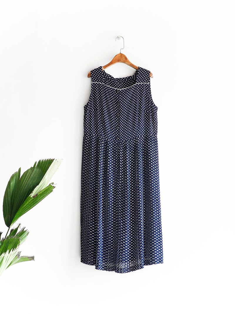 Kawasui - Osaka dark blue rolling waves Sentimental little girls antique silk dresses overalls oversize vintage dress - ชุดเดรส - ผ้าไหม สีน้ำเงิน
