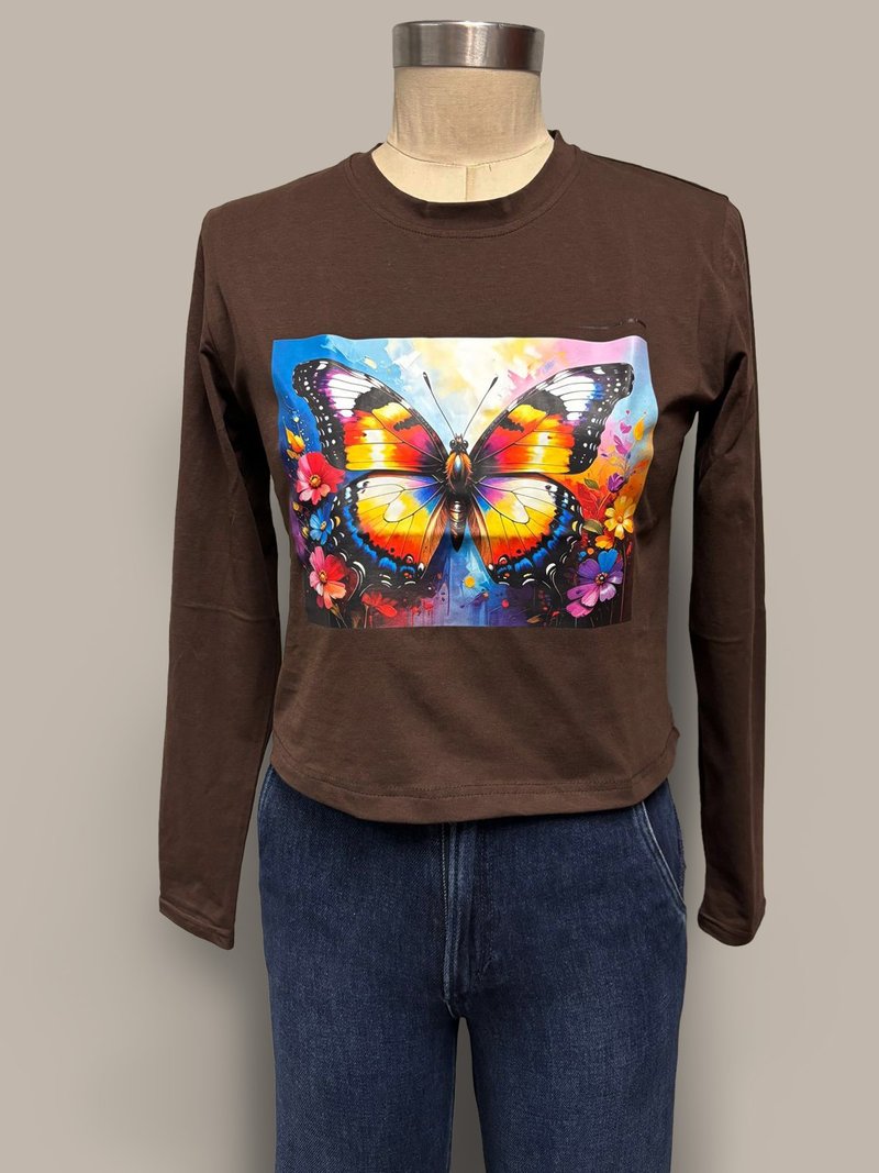 印花圓領T恤 - 女 T 恤 - 棉．麻 