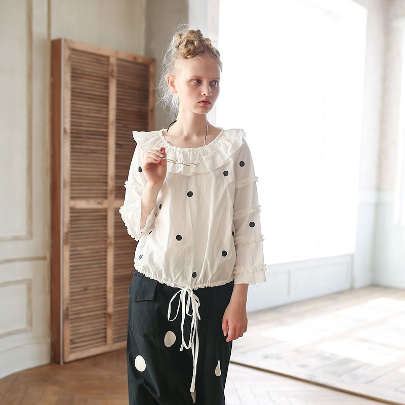 White ruffle blouse - imakokoni - เสื้อผู้หญิง - ผ้าฝ้าย/ผ้าลินิน ขาว