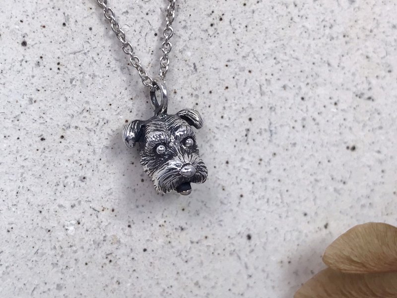 Schnauzer-Sterling Silver Necklace - สร้อยคอ - เงินแท้ สีเงิน