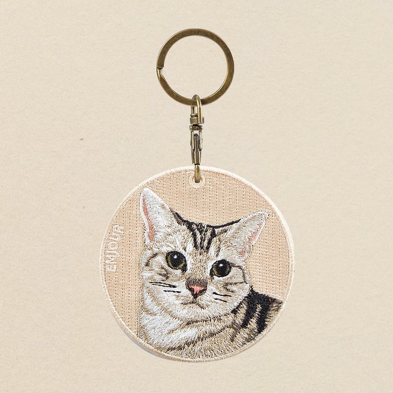 EMJOR Reversible Embroidery Charm - American Shorthair | Real Embroidery - Charms - Thread Khaki