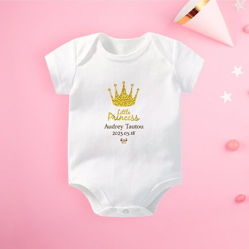 孩子陪你趣味童裝製造所 小公主 短袖包屁衣 客製 嬰兒 新生兒 彌月 滿月 禮物