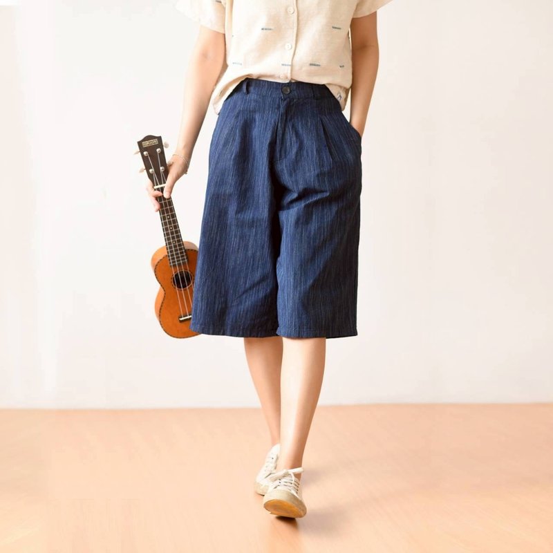 Wide short pants - 女長褲 - 亞麻 