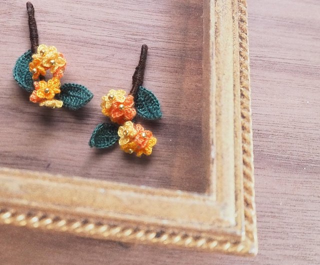 ピアス/イヤリング】レース編み 小さな金木犀 - ショップ +KleiN