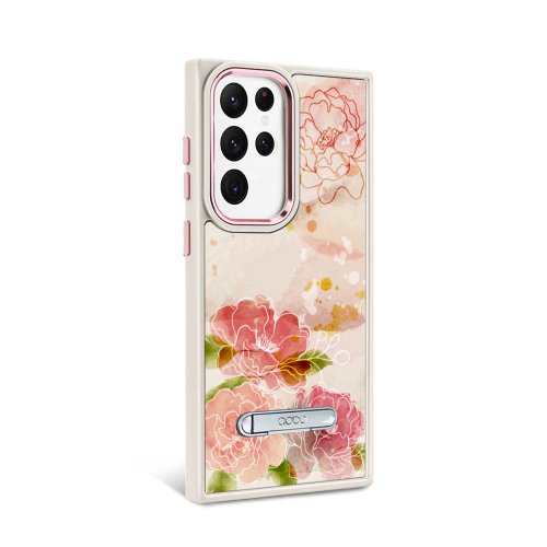 apbs 雅品仕 水晶彩鑽手機殼 Samsung S23系列 軍規防摔鋁合金鏡頭框立架手機殼-花語-2305