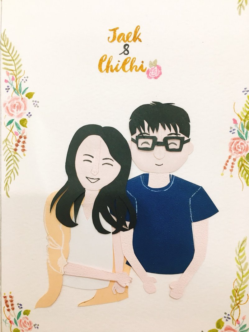 [Custom style] Love wooden door hand-painted wreath silhouette commemorative card-(please discuss before placing an order) - Cards & Postcards - Paper Yellow