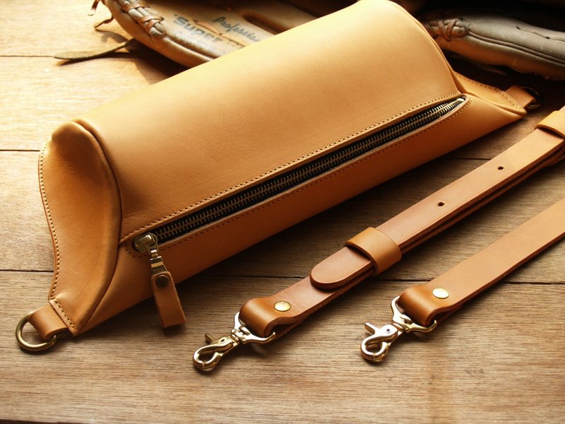 Belt Bag, Genuine Leather Chest Bag, Crossbody Bag - Classic Tan - Messenger Bags & Sling Bags - Genuine Leather Orange