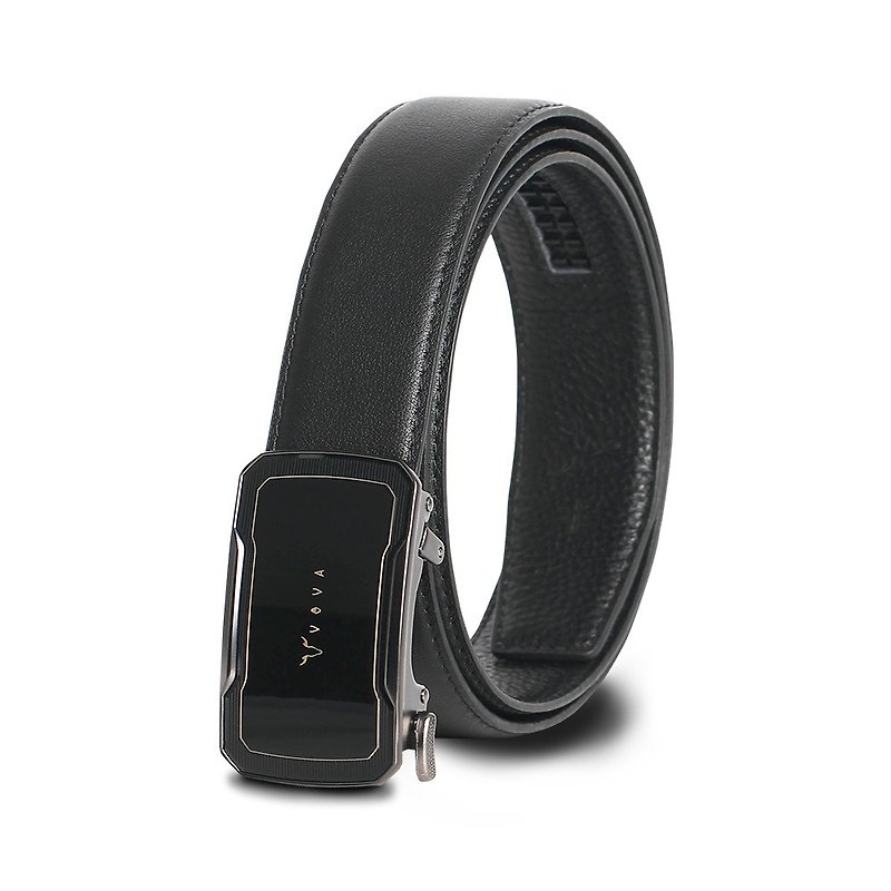 [Free upgrade gift package] Calm men’s ultimate style automatic buckle belt-gun color/VA014-00 - Belts - Genuine Leather Gray