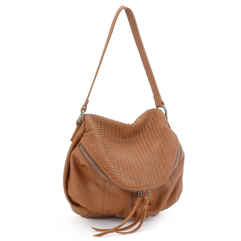 La Poche Secrete: European girl's woven bag _ forest brown _ shoulder bag leather bag _5032 - กระเป๋าแมสเซนเจอร์ - หนังแท้ สีนำ้ตาล