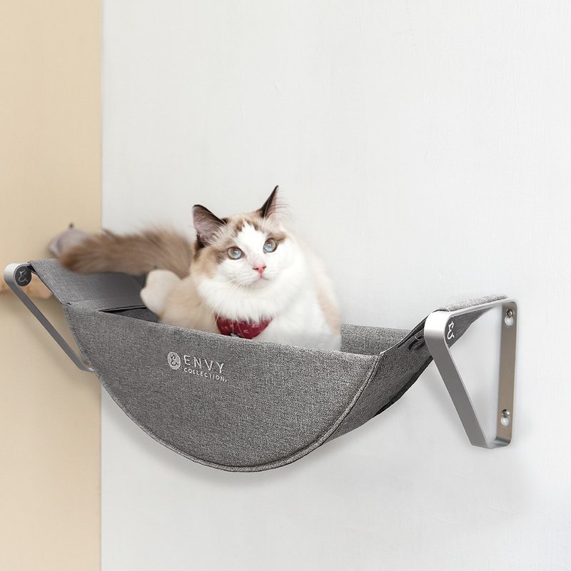 ENVY COLLECTION Cat Hammock - High Jump Platform Sleeping Bed with Removable and Washable Breathable Cat Sleeping Pad - Bedding & Cages - Polyester Gray