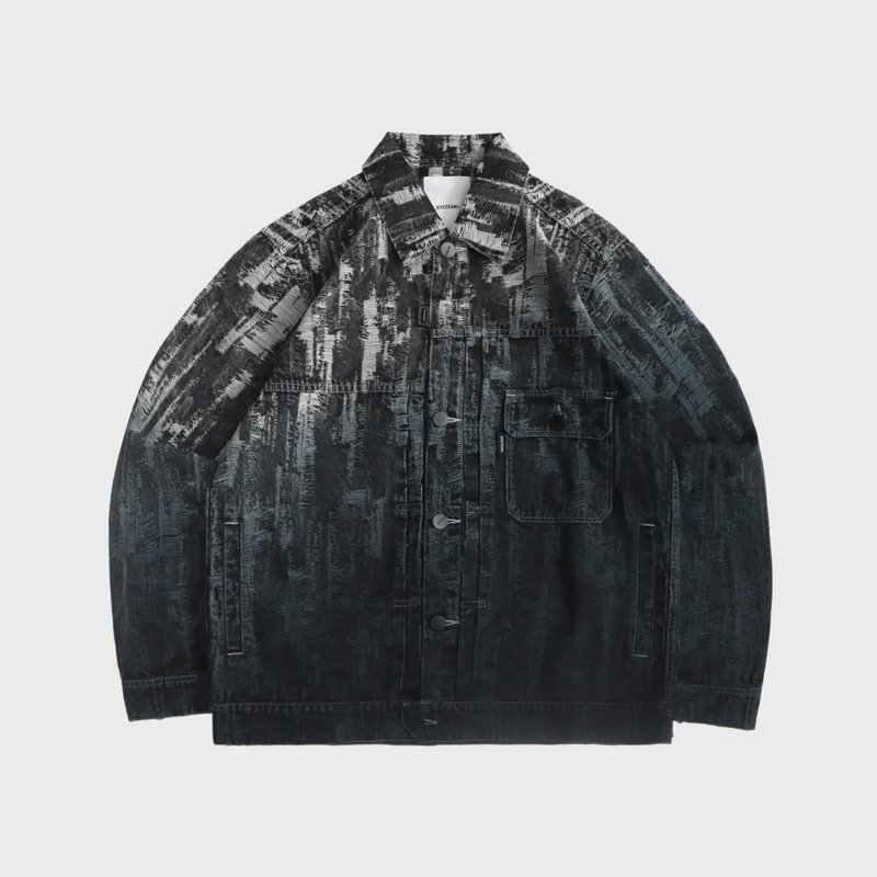 DYCTEAM - Gradient tree pattetn asymmetry jacket(black) - Men's Coats & Jackets - Other Materials Black