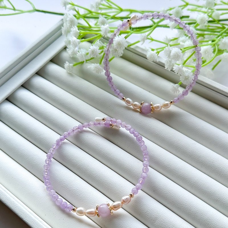 Kunzite is gentle and delicate, easy to put on and take off, elastic steel ring design - Bracelets - Gemstone Purple