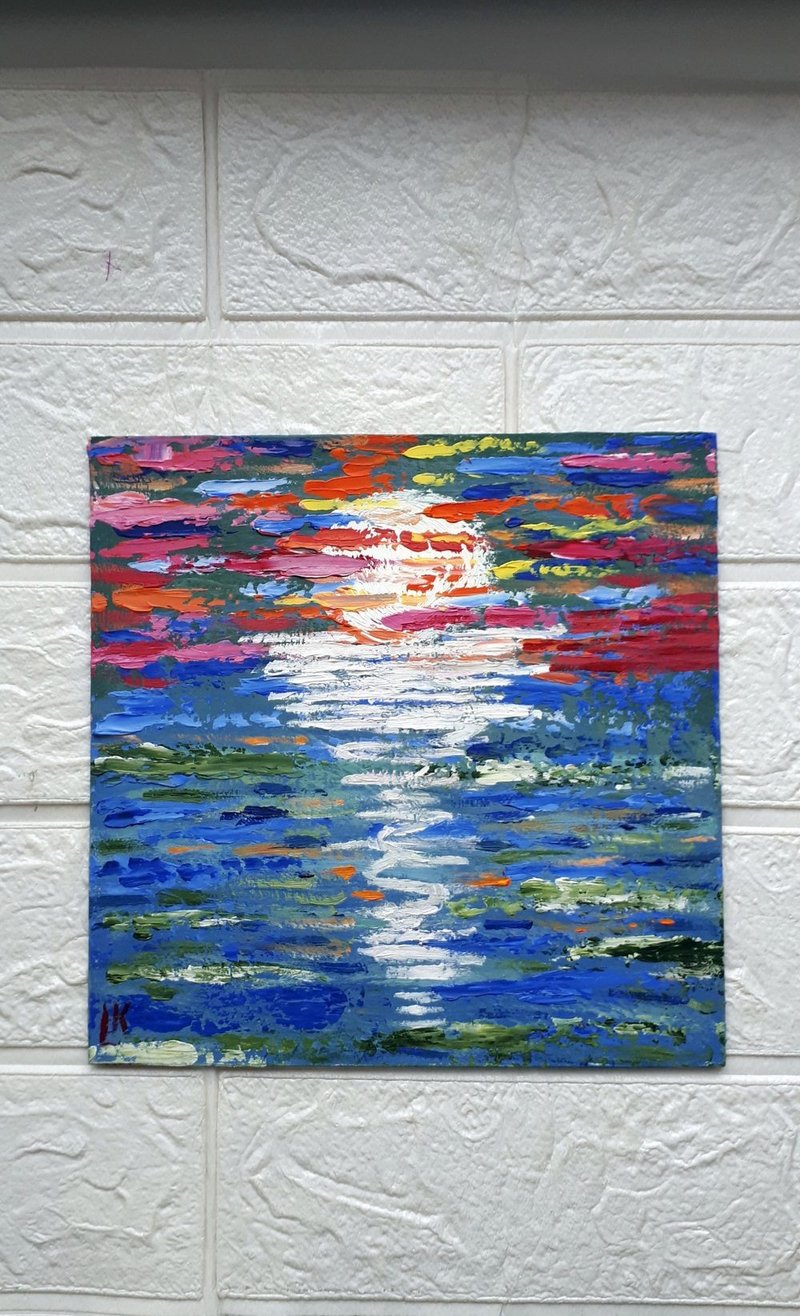 Where the Winds Blow, Seascape Sunset Painting, Art Abstract,  风外吹风景日落绘画艺术摘要 - Wall Décor - Other Materials Multicolor