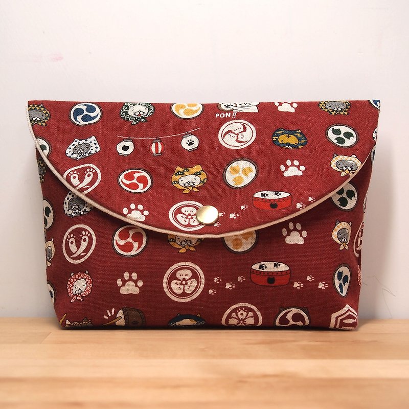 [Red Cat Thank You Festival] Cosmetic bag, miscellaneous bag storage, cat profit bag, red envelope - กระเป๋าเครื่องสำอาง - ผ้าฝ้าย/ผ้าลินิน สีแดง