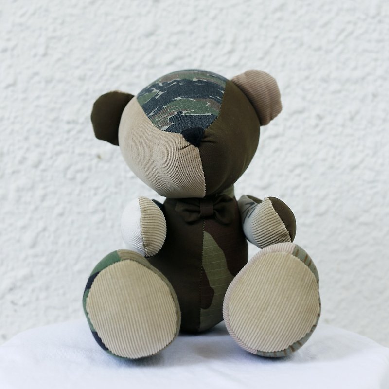 camouflage patchwork bear - ตุ๊กตา - ผ้าฝ้าย/ผ้าลินิน 