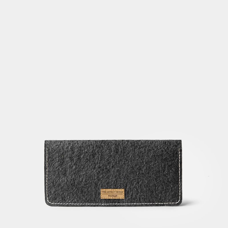 JESSI Long Wallet - Grey Black (Coconut Leather/Vegan /Cruelty-free) - Wallets - Eco-Friendly Materials 