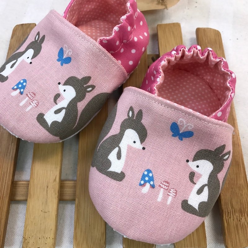 可愛的小松鼠-學步鞋嬰兒鞋 - 彌月禮盒 - 棉．麻 多色